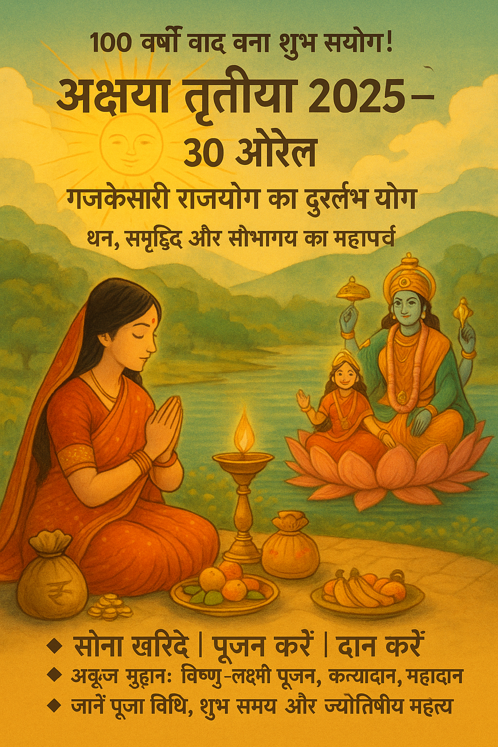 100 वर्षों बाद अक्षय तृतीया पर बना गजकेसरी राजयोग : जानिए इसका महत्व, पूजा विधि और ज्योतिषीय लाभ