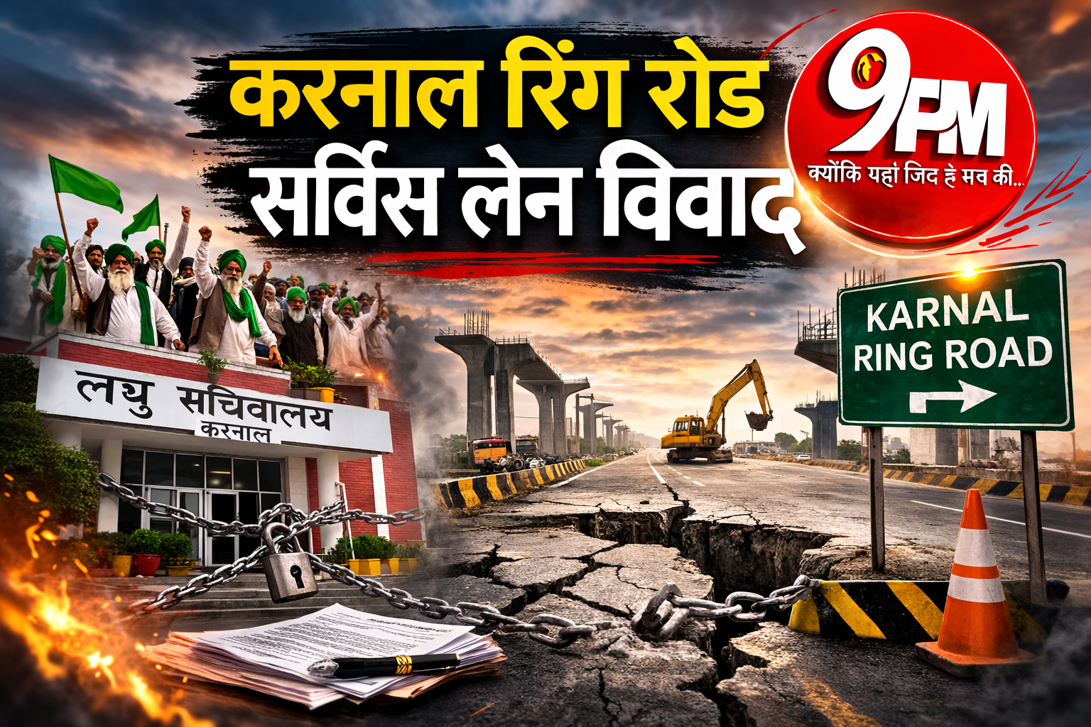 करनाल रिंग रोड सर्विस लेन विवाद: सचिवालय में गरजे किसान, 6 मार्च को ट्रैक्टर परेड की चेतावनी